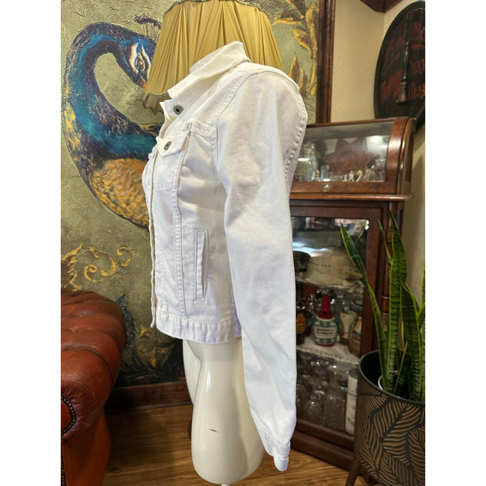 🔴Lucky Brand White Denim Trucker Jacket Size Small - Picture 4 of 10